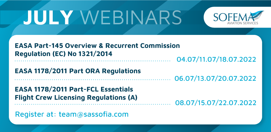 EASA Regulations Webinars available in July 2022 – Choose the most suitable date for you!