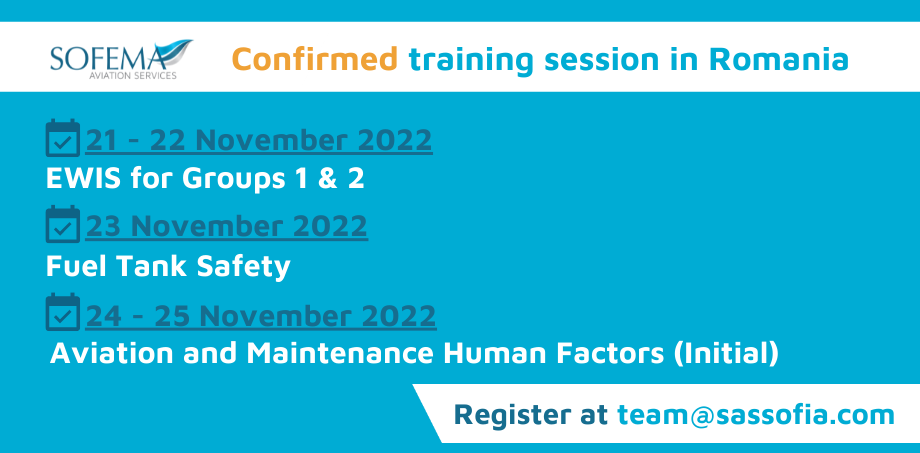 Confirmed EWIS, Fuel Tank Safety and Aviation & Maintenance HF training session is coming to Romania in November 2022 – Save your spot today