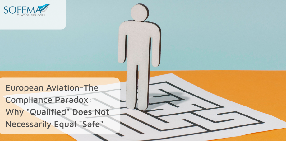 Aviation professional figure standing on a maze symbolizing compliance challenges in European aviation under Part-21 regulations